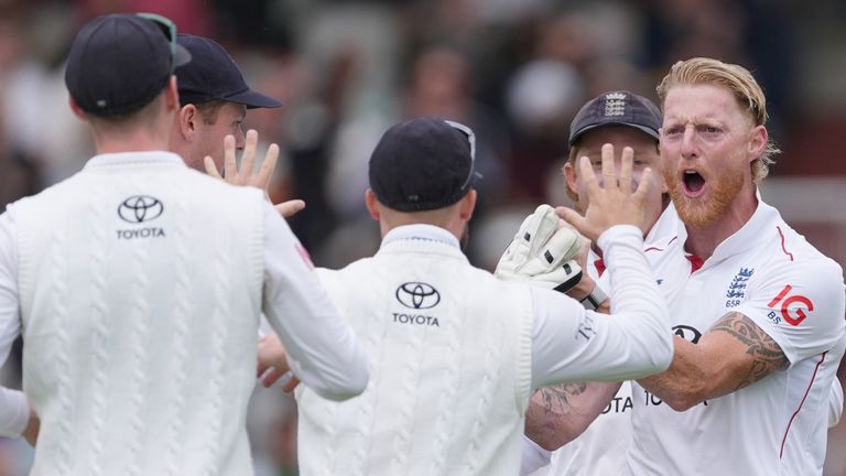 England Test cricket captain Ben Stokes celebrates a wicket vs India during the series draw in the summer of 2025 (Associated Press)