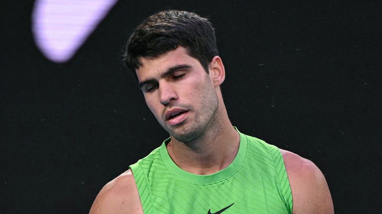 Carlos Alcaraz had to receive treatment on his wrist during his first-round win in Barcelona