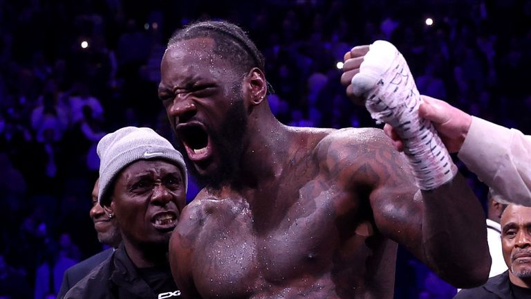 Wilder celebrates his win over Chisora 