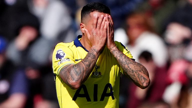 Pedro Porro shows his disappointment after Spurs' defeat at Sunderland